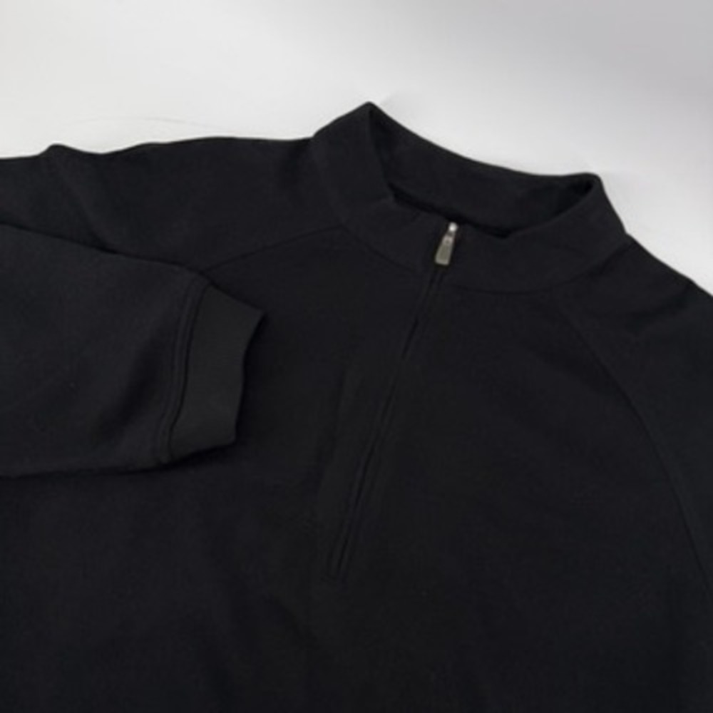 Adidas Mens Quarter Zip Pullover Black 3-Stripes‎ Mock Neck Sweatshirt Large